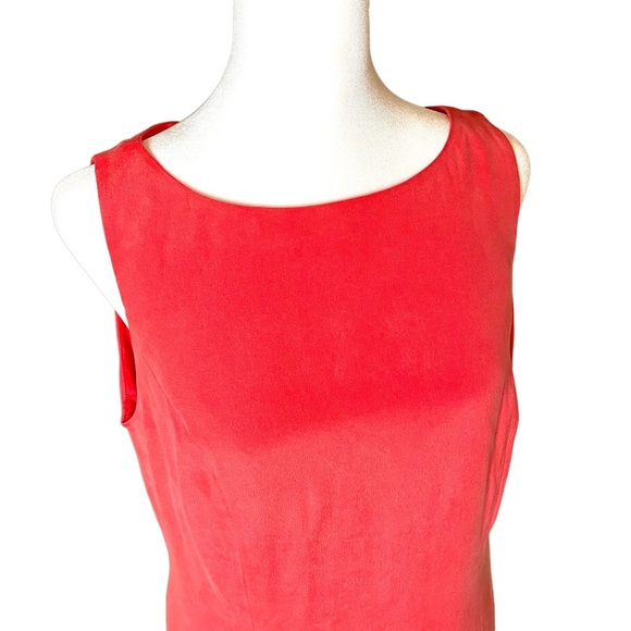 VALERIE 100% Silk Sleeveless Sheath Midi Dress Coral Size 12 Petite - NWOT - Picture 2 of 9